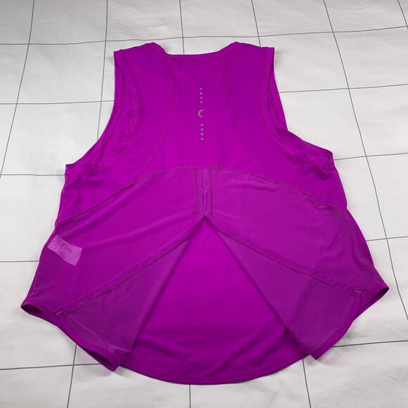 Zyia Active Tank Womens Medium Purple Split Back Open Sheer Tie Athletic Gym Run - Picture 5 of 9